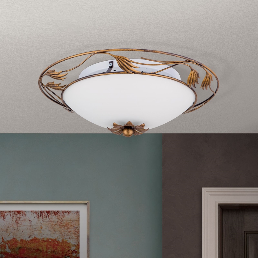 Ceiling light FLEUR 2xE27/60W/230V d. 40 cm bronze