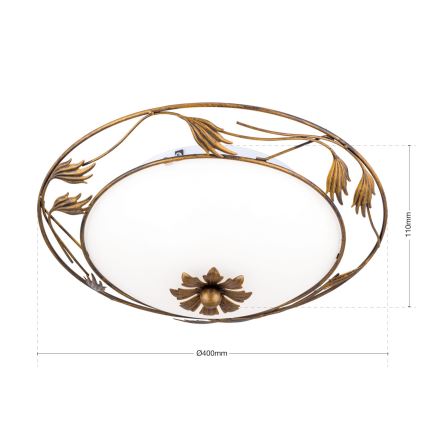 Ceiling light FLEUR 2xE27/60W/230V d. 40 cm bronze