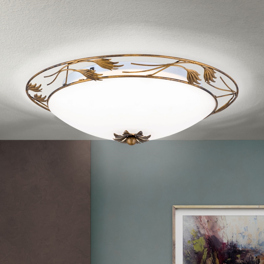 Ceiling light FLEUR 3xE27/60W/230V d. 50 cm bronze