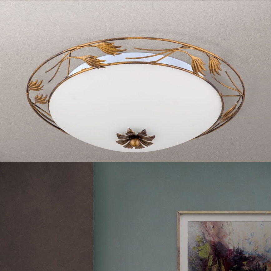 Ceiling light FLEUR 3xE27/60W/230V d. 50 cm bronze