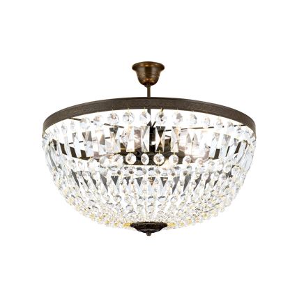 Crystal chandelier on a pole ARILA 6xE27/60W/230V d. 60 cm brown/patina