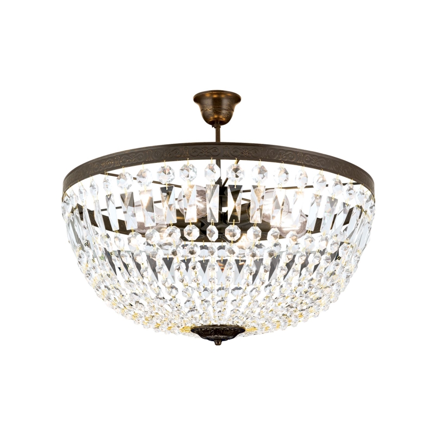 Crystal chandelier on a pole ARILA 6xE27/60W/230V d. 60 cm brown/patina