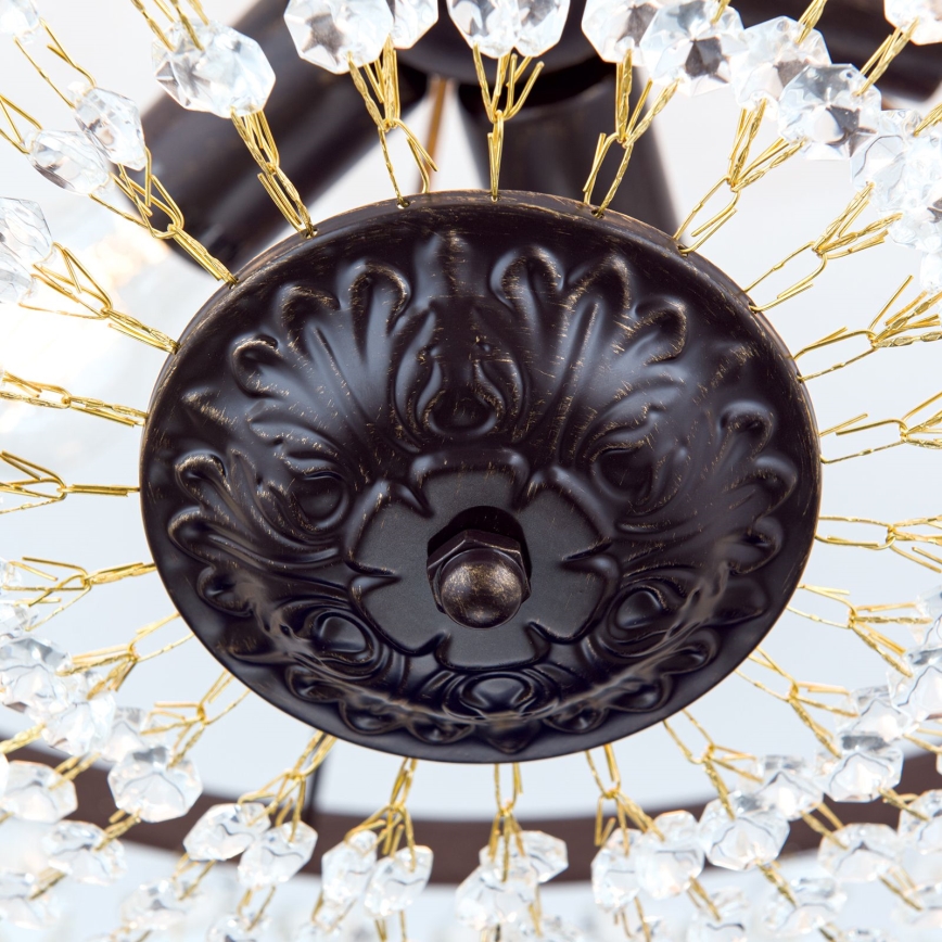 Crystal chandelier on a pole ARILA 6xE27/60W/230V d. 60 cm brown/patina
