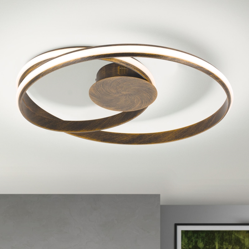 LED Dimmable ceiling light CIRCUS LED/30W/230V brown/patina
