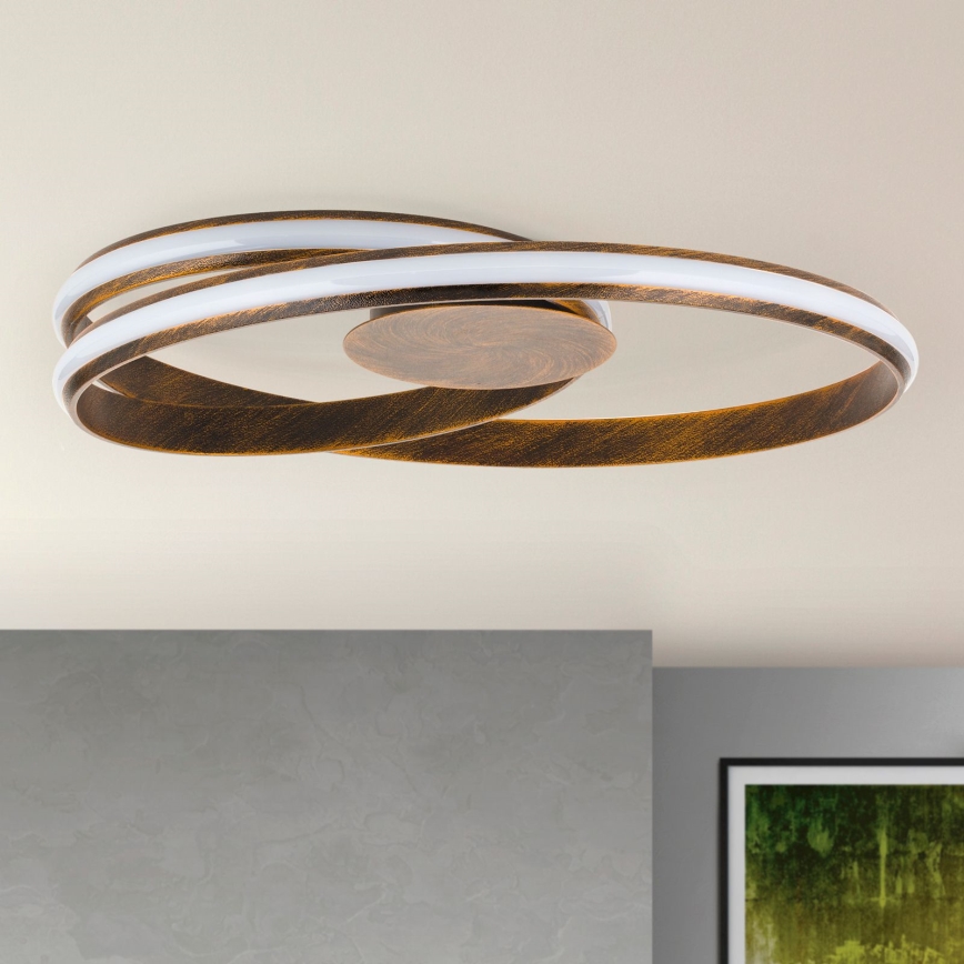 LED Dimmable ceiling light CIRCUS LED/30W/230V brown/patina