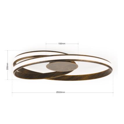 LED Dimmable ceiling light CIRCUS LED/30W/230V brown/patina