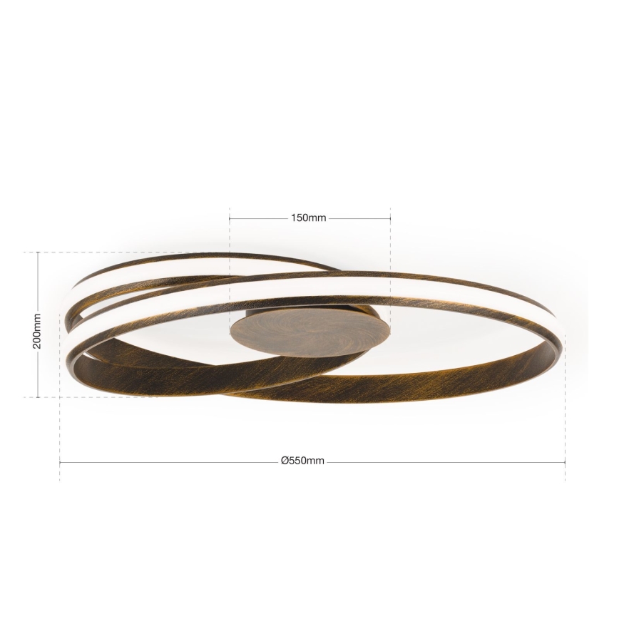 LED Dimmable ceiling light CIRCUS LED/30W/230V brown/patina