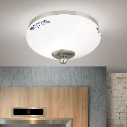 Ceiling light LANDHAUS 1xE27/60W/230V d. 21 cm matte chrome/white