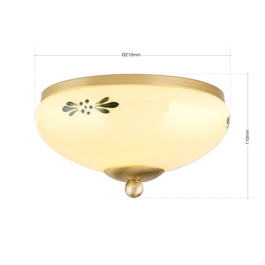 Ceiling light LANDHAUS 1xE27/60W/230V Ø 21 cm brass/beige/green