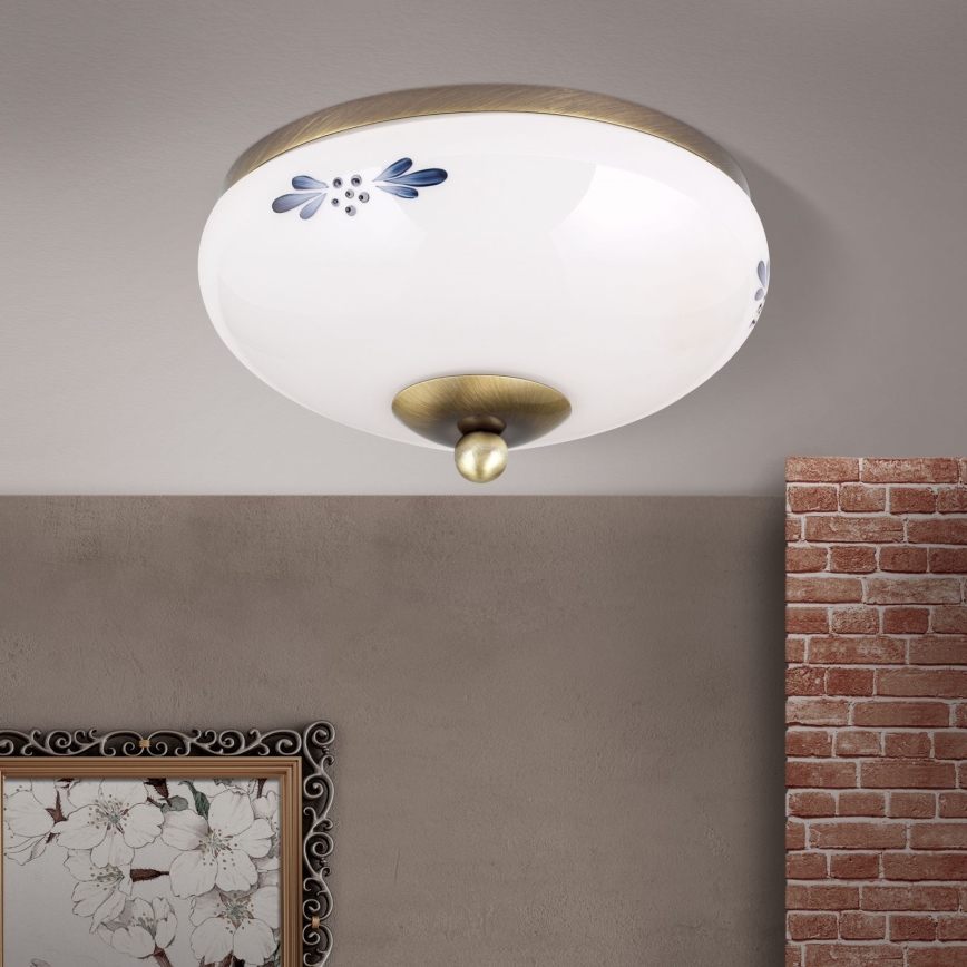 Ceiling light LANDHAUS 1xE27/60W/230V Ø 21 cm bronze/white/blue