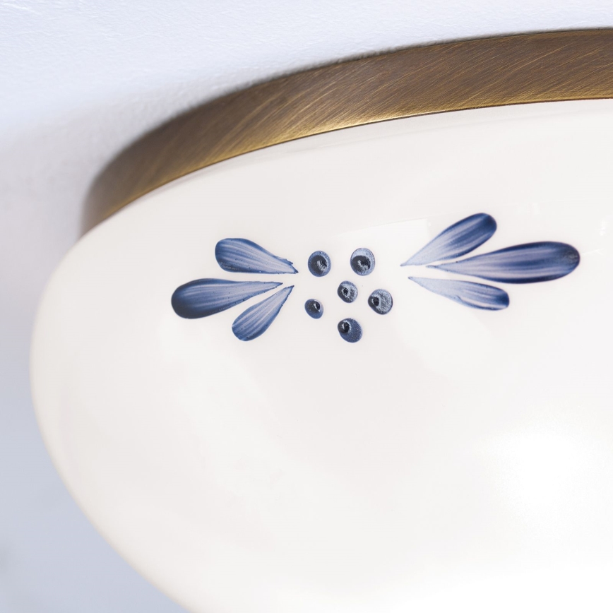 Ceiling light LANDHAUS 1xE27/60W/230V Ø 21 cm bronze/white/blue