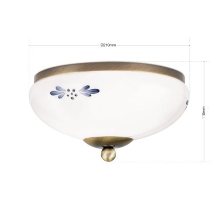 Ceiling light LANDHAUS 1xE27/60W/230V Ø 21 cm bronze/white/blue