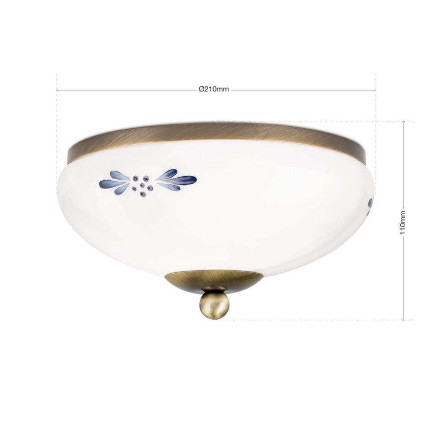 Ceiling light LANDHAUS 1xE27/60W/230V Ø 21 cm bronze/white/blue