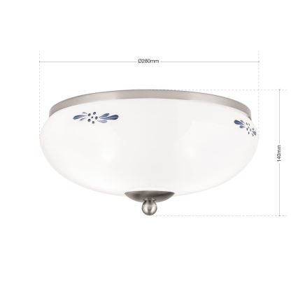 Ceiling light LANDHAUS 2xE27/60W/230V Ø 28 cm matte chrome/white/blue