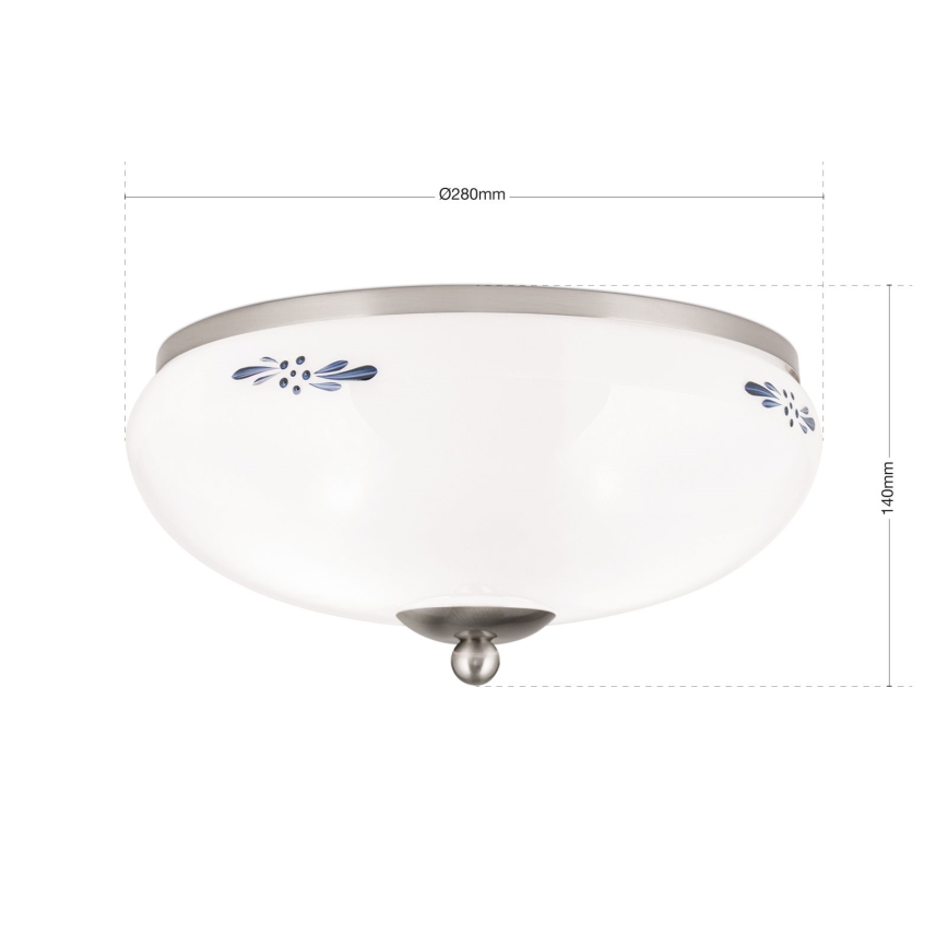 Ceiling light LANDHAUS 2xE27/60W/230V Ø 28 cm matte chrome/white/blue