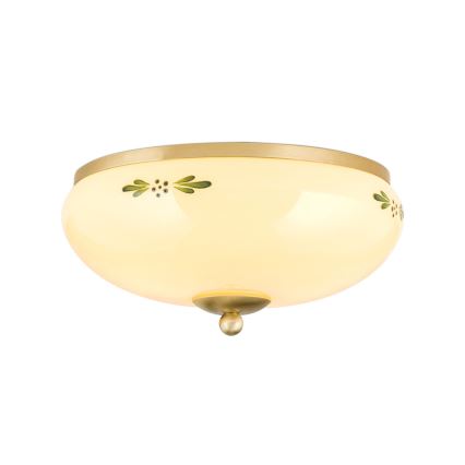 Ceiling light LANDHAUS 2xE27/60W/230V diam. 28 cm brass/beige/green