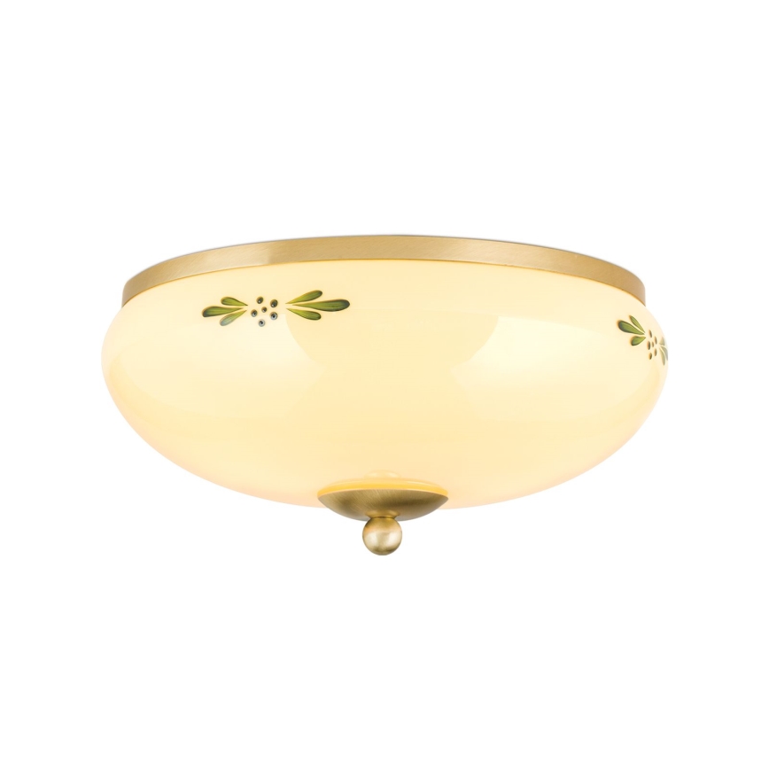 Ceiling light LANDHAUS 2xE27/60W/230V diam. 28 cm brass/beige/green