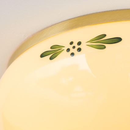 Ceiling light LANDHAUS 2xE27/60W/230V diam. 28 cm brass/beige/green