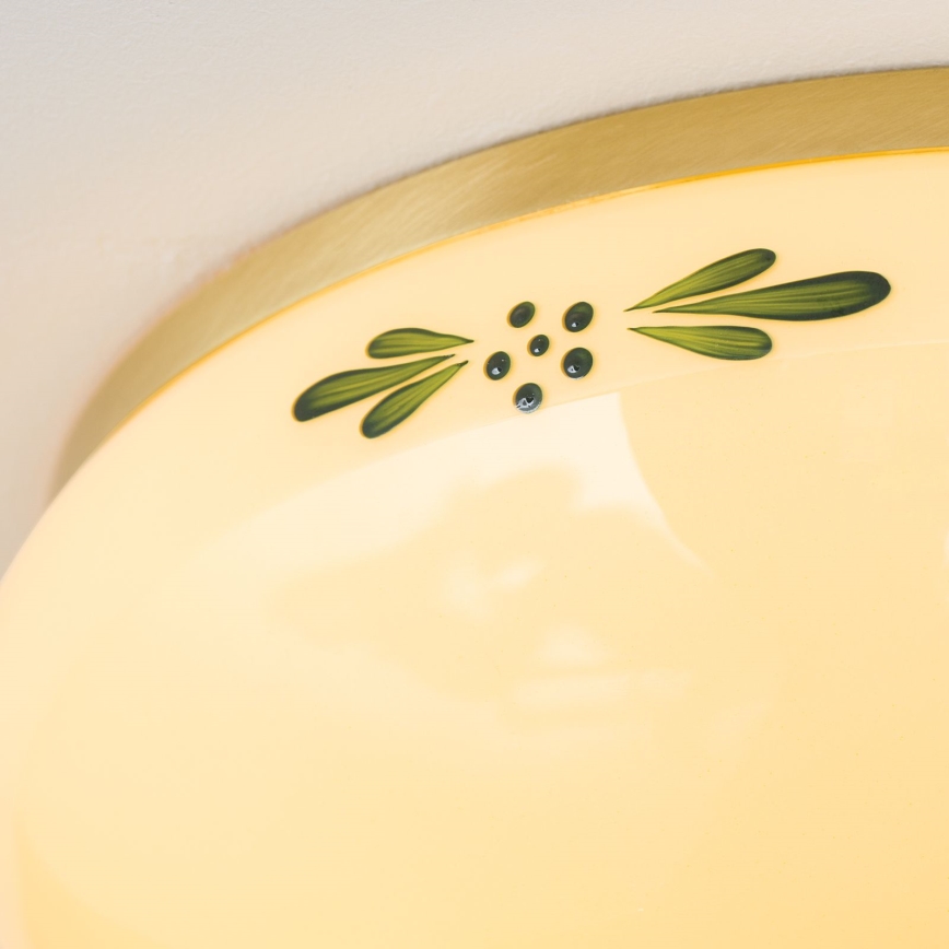 Ceiling light LANDHAUS 2xE27/60W/230V diam. 28 cm brass/beige/green