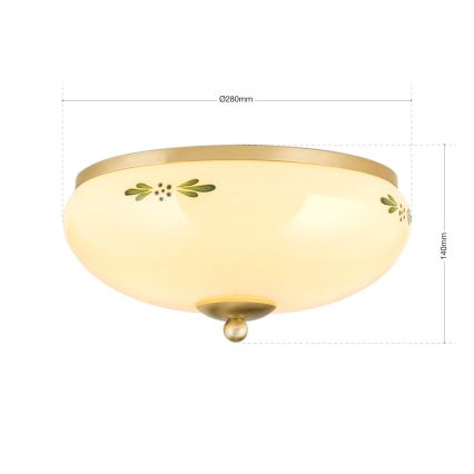 Ceiling light LANDHAUS 2xE27/60W/230V diam. 28 cm brass/beige/green