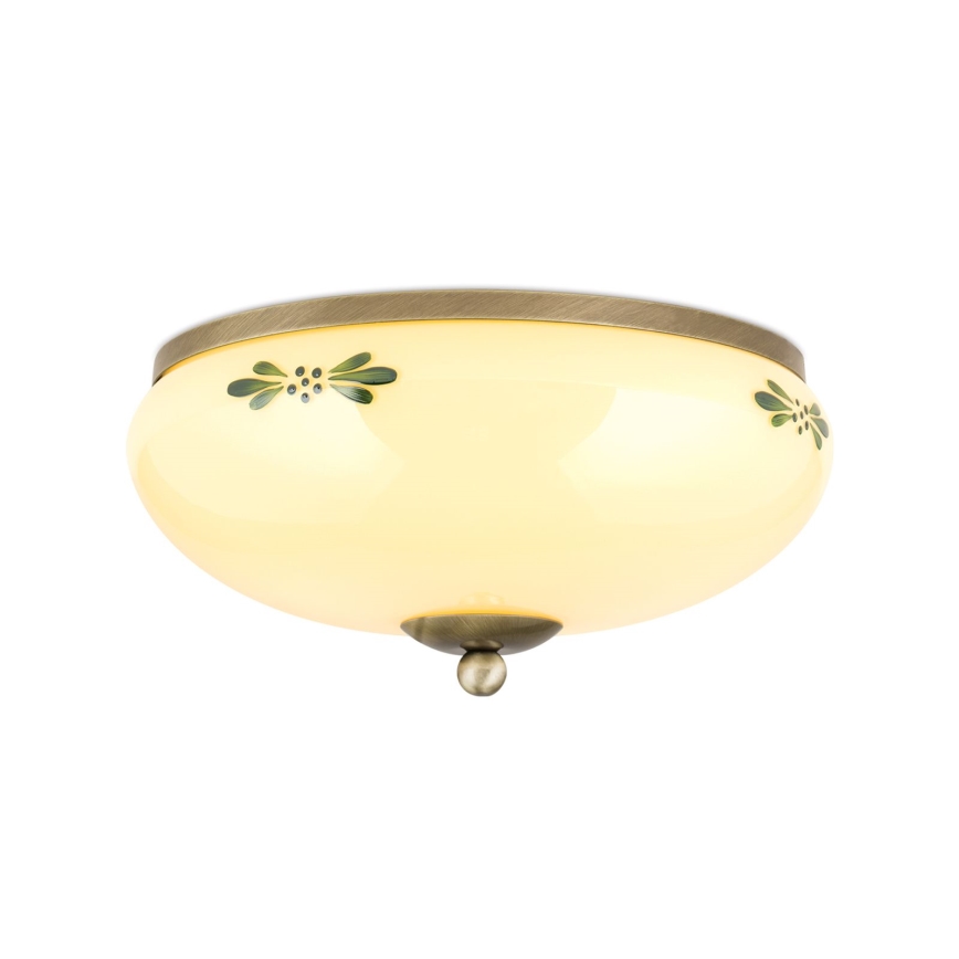 Ceiling light LANDHAUS 2xE27/60W/230V Ø 28 cm bronze/beige/green