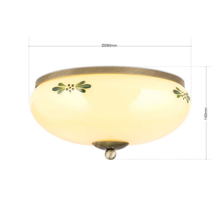 Ceiling light LANDHAUS 2xE27/60W/230V Ø 28 cm bronze/beige/green