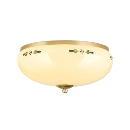 Ceiling light LANDHAUS 3xE27/60W/230V Ø 35 cm brass/beige/green