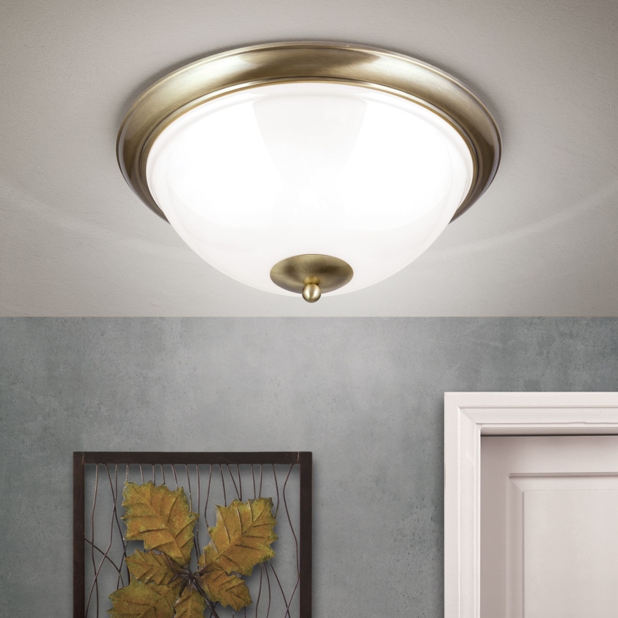 Ceiling light AUSTRIAN OLD LAMP 3xE27/60W/230V d. 50 cm bronze/white