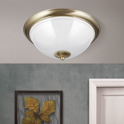 Ceiling light AUSTRIAN OLD LAMP 3xE27/60W/230V d. 50 cm bronze/white