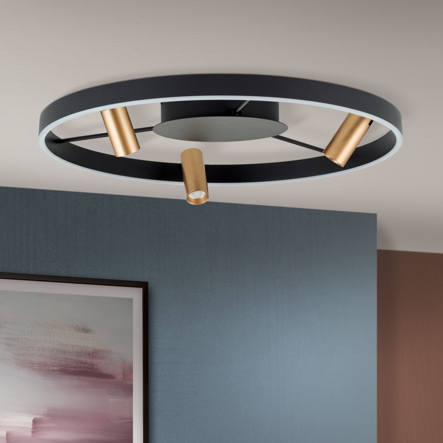LED Dimmable ceiling light BERLIN LED/50W/230V black/gold