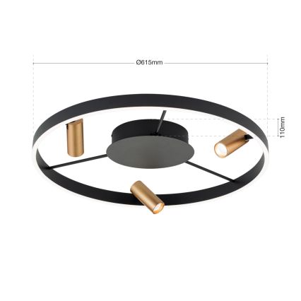 LED Dimmable ceiling light BERLIN LED/50W/230V black/gold