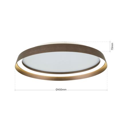 LED Dimmable ceiling light MANTA LED/38W/230V 2700/3000/4000K d. 45 cm brown
