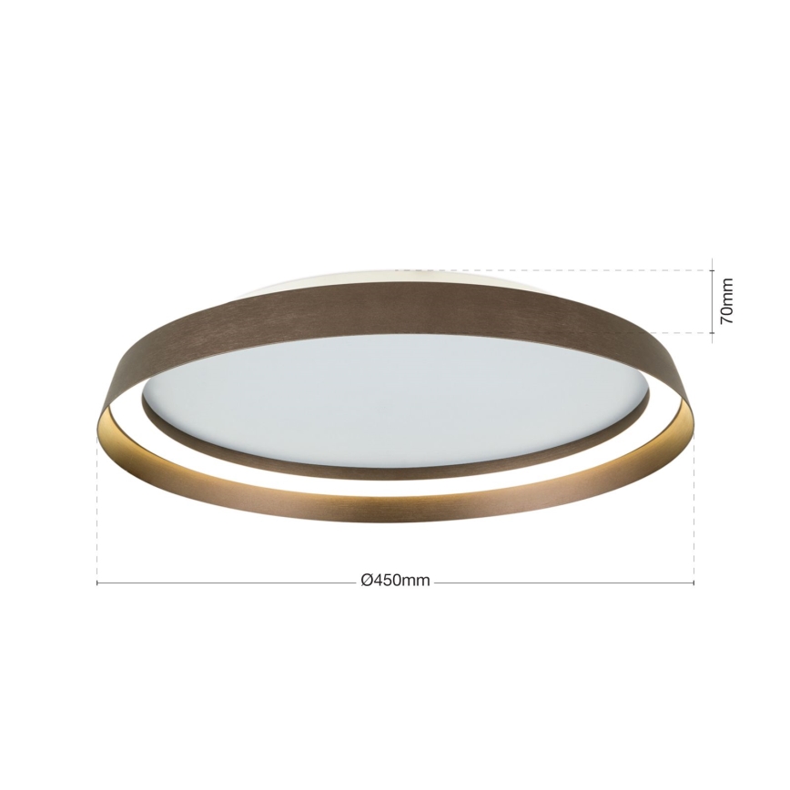 LED Dimmable ceiling light MANTA LED/38W/230V 2700/3000/4000K d. 45 cm brown