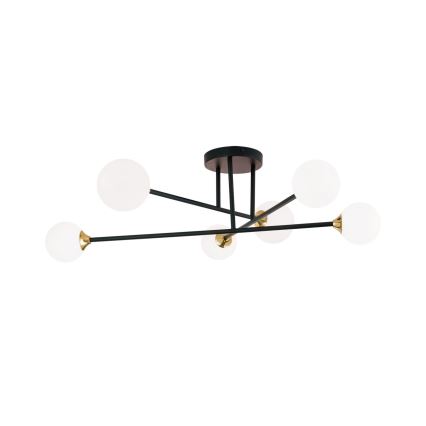 Surface-mounted chandelier SNOWWHITE 6xG9/20W/230V d. 84 cm black/gold
