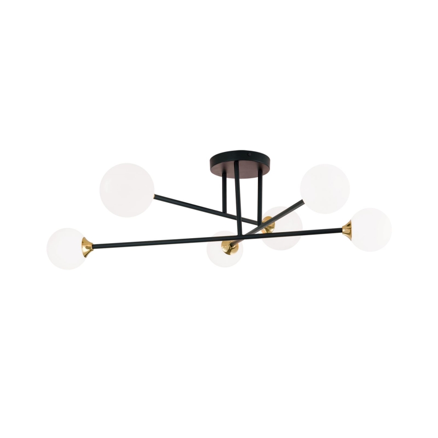 Surface-mounted chandelier SNOWWHITE 6xG9/20W/230V d. 84 cm black/gold