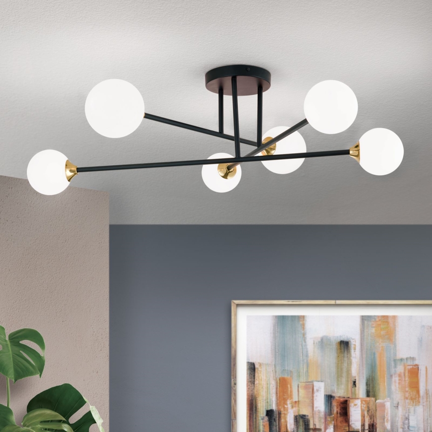 Surface-mounted chandelier SNOWWHITE 6xG9/20W/230V d. 84 cm black/gold