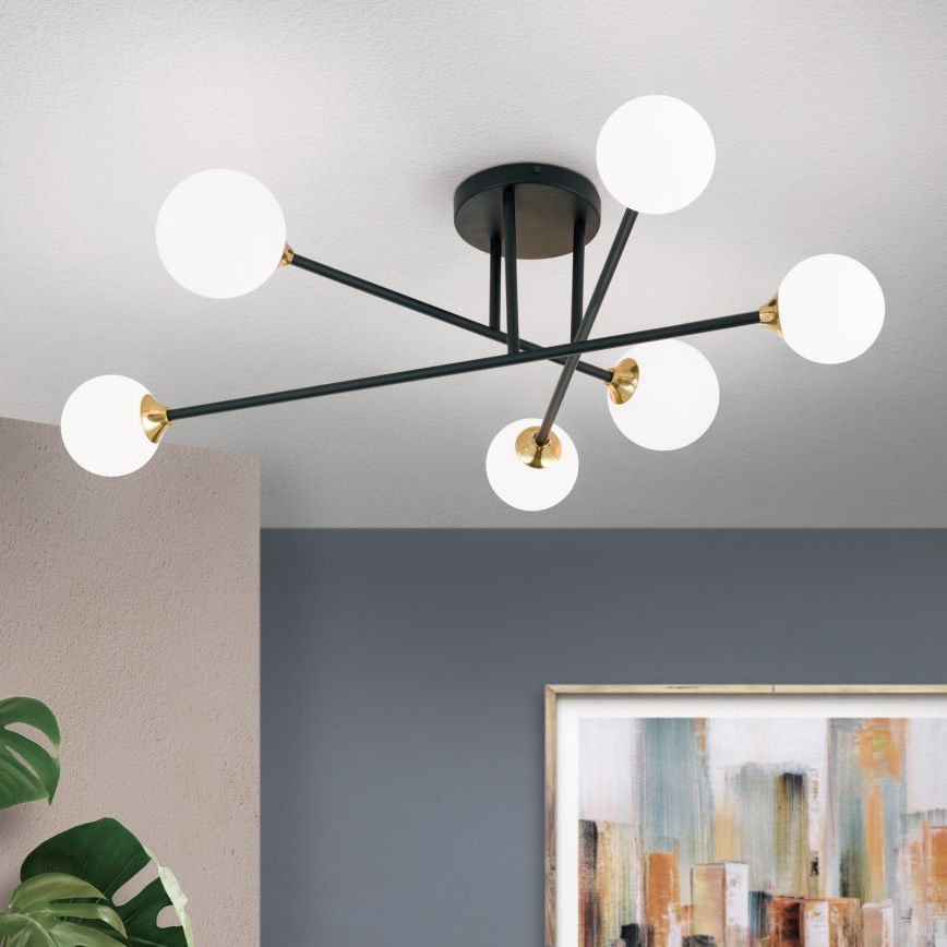 Surface-mounted chandelier SNOWWHITE 6xG9/20W/230V d. 84 cm black/gold