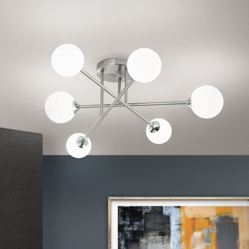 Surface-mounted chandelier SNOWWHITE 6xG9/20W/230V d. 84 cm matte chrome