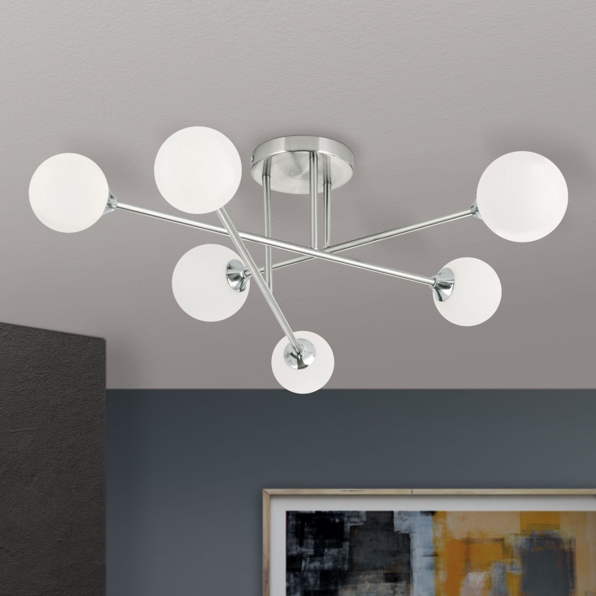 Surface-mounted chandelier SNOWWHITE 6xG9/20W/230V d. 84 cm matte chrome