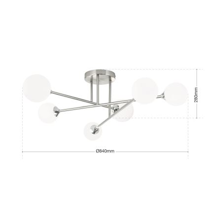 Surface-mounted chandelier SNOWWHITE 6xG9/20W/230V d. 84 cm matte chrome