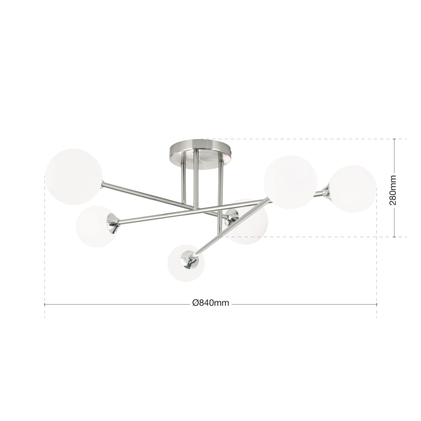 Surface-mounted chandelier SNOWWHITE 6xG9/20W/230V d. 84 cm matte chrome