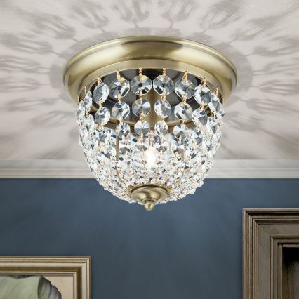 Crystal ceiling light PLAFOND 1xE27/40W/230V d. 26 cm bronze