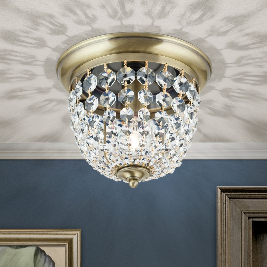 Crystal ceiling light PLAFOND 1xE27/40W/230V d. 26 cm bronze