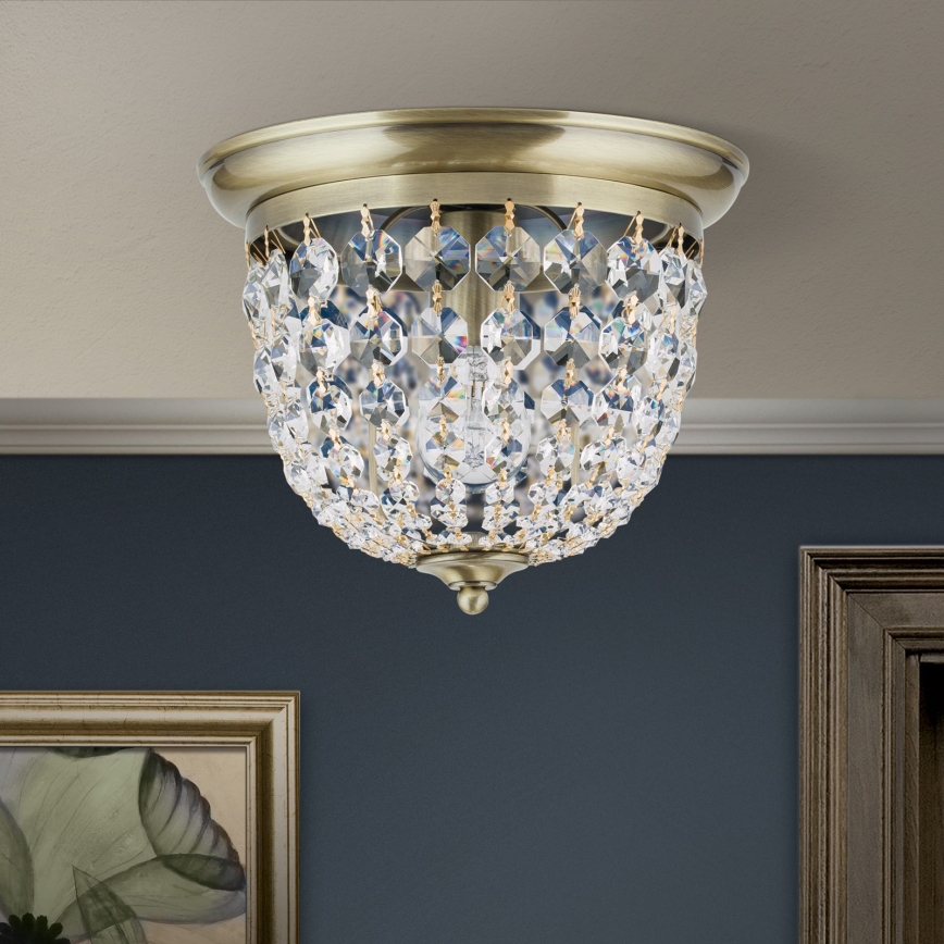 Crystal ceiling light PLAFOND 1xE27/40W/230V d. 26 cm bronze