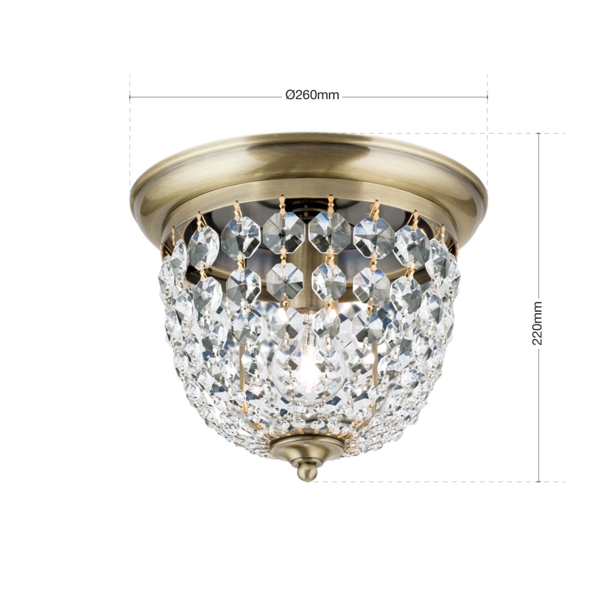 Crystal ceiling light PLAFOND 1xE27/40W/230V d. 26 cm bronze