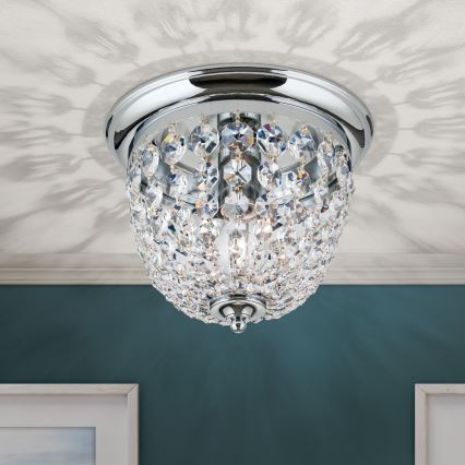 Crystal ceiling light PLAFOND 1xE27/40W/230V d. 26 cm shiny chrome