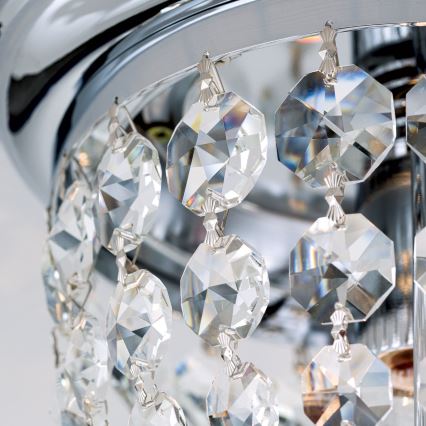 Crystal ceiling light PLAFOND 1xE27/40W/230V d. 26 cm shiny chrome