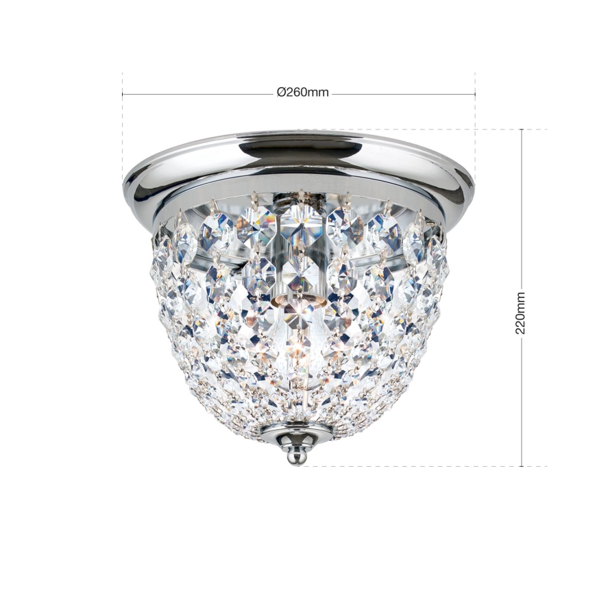 Crystal ceiling light PLAFOND 1xE27/40W/230V d. 26 cm shiny chrome