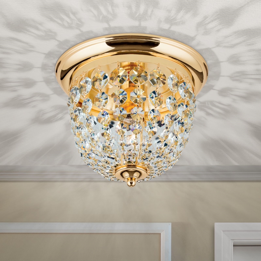 Crystal ceiling light PLAFOND 1xE27/40W/230V d. 26 cm gold
