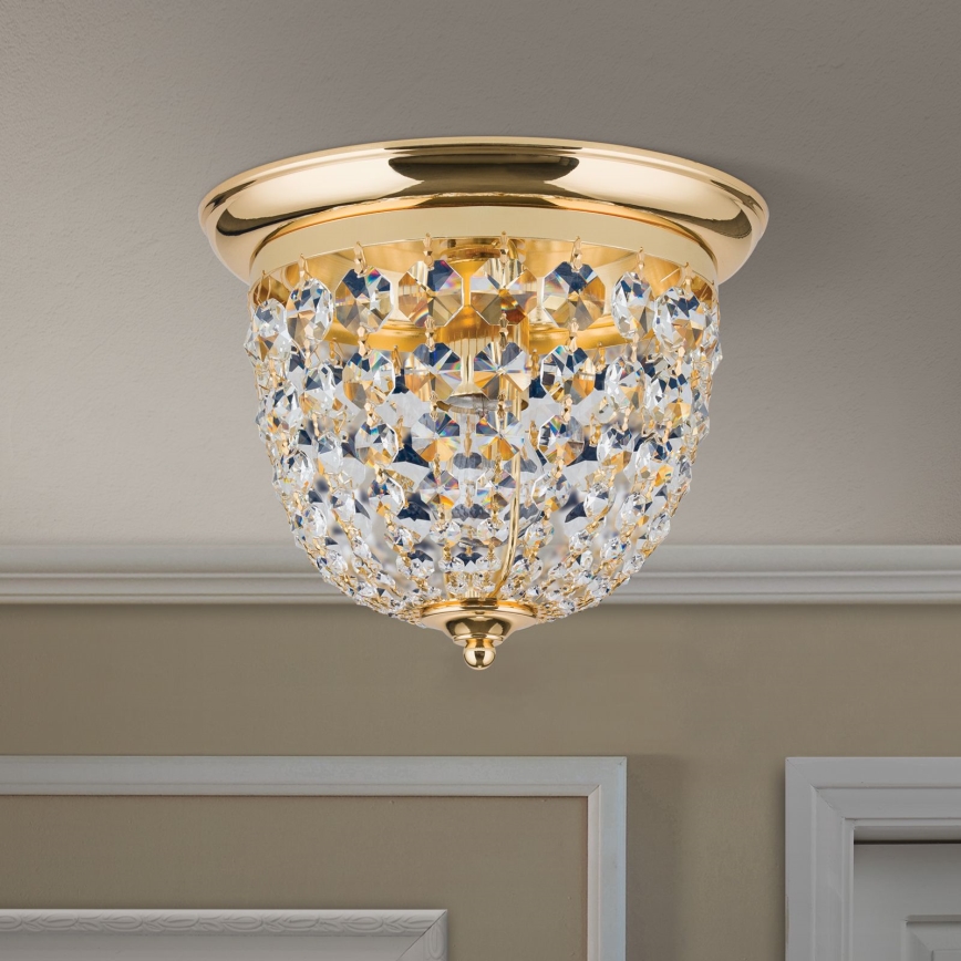 Crystal ceiling light PLAFOND 1xE27/40W/230V d. 26 cm gold